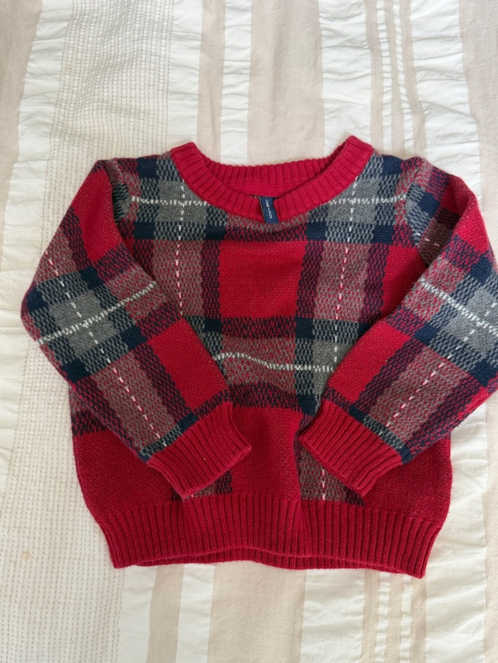 Janie and Jack Red Knit Toddler Sweater with Marled Lining